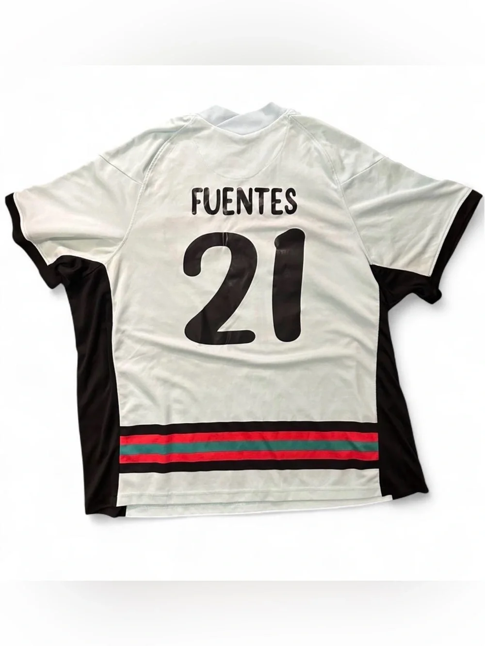 Soccer Jersey with Black, Red and Green Stripes